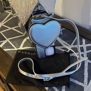 Bandolier Silver Heart Crossbody Bag with Phone Case Fits iphone 15 Pro Max